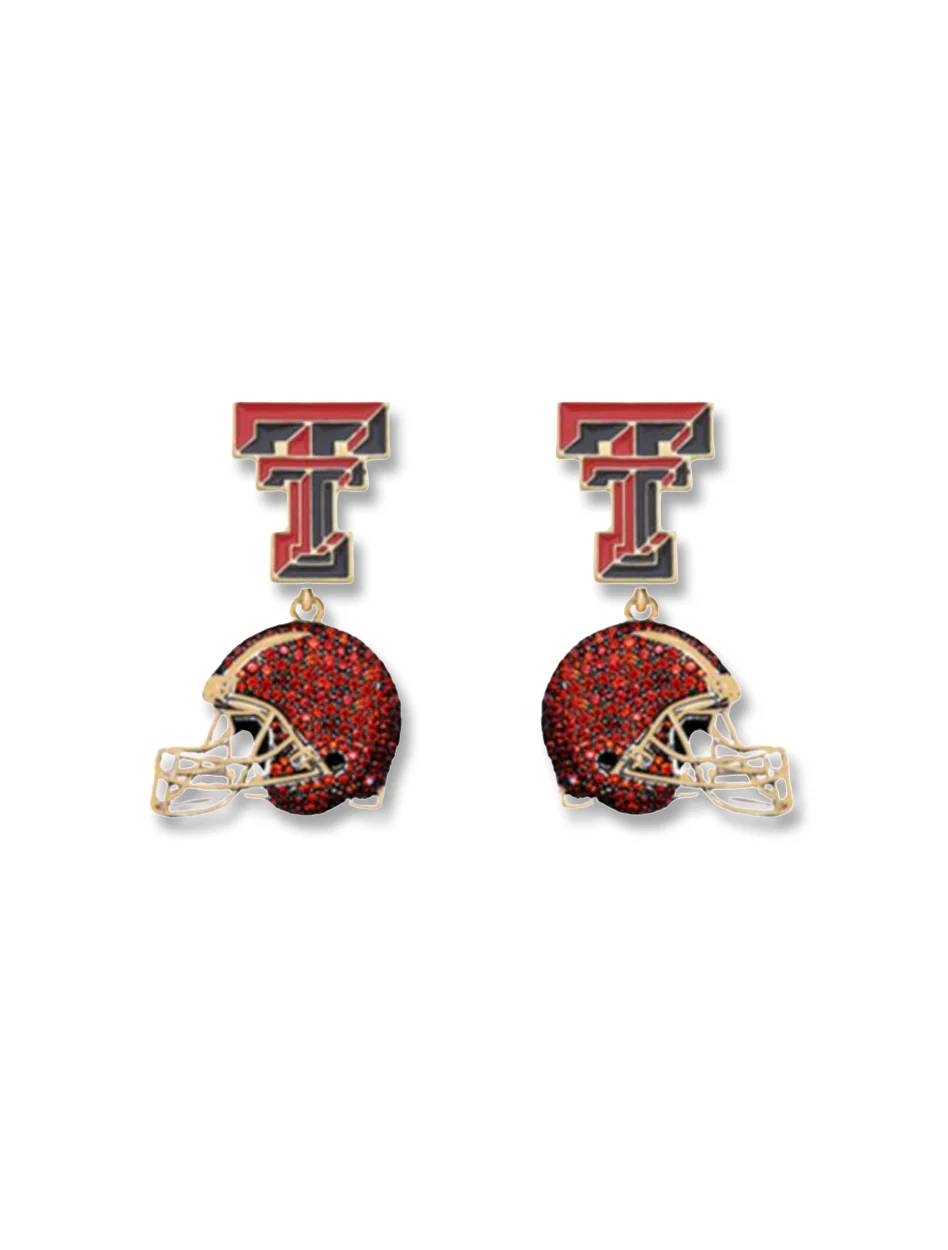 Texas Tech "Azreal" Football Rhinestone Dangle Earrings