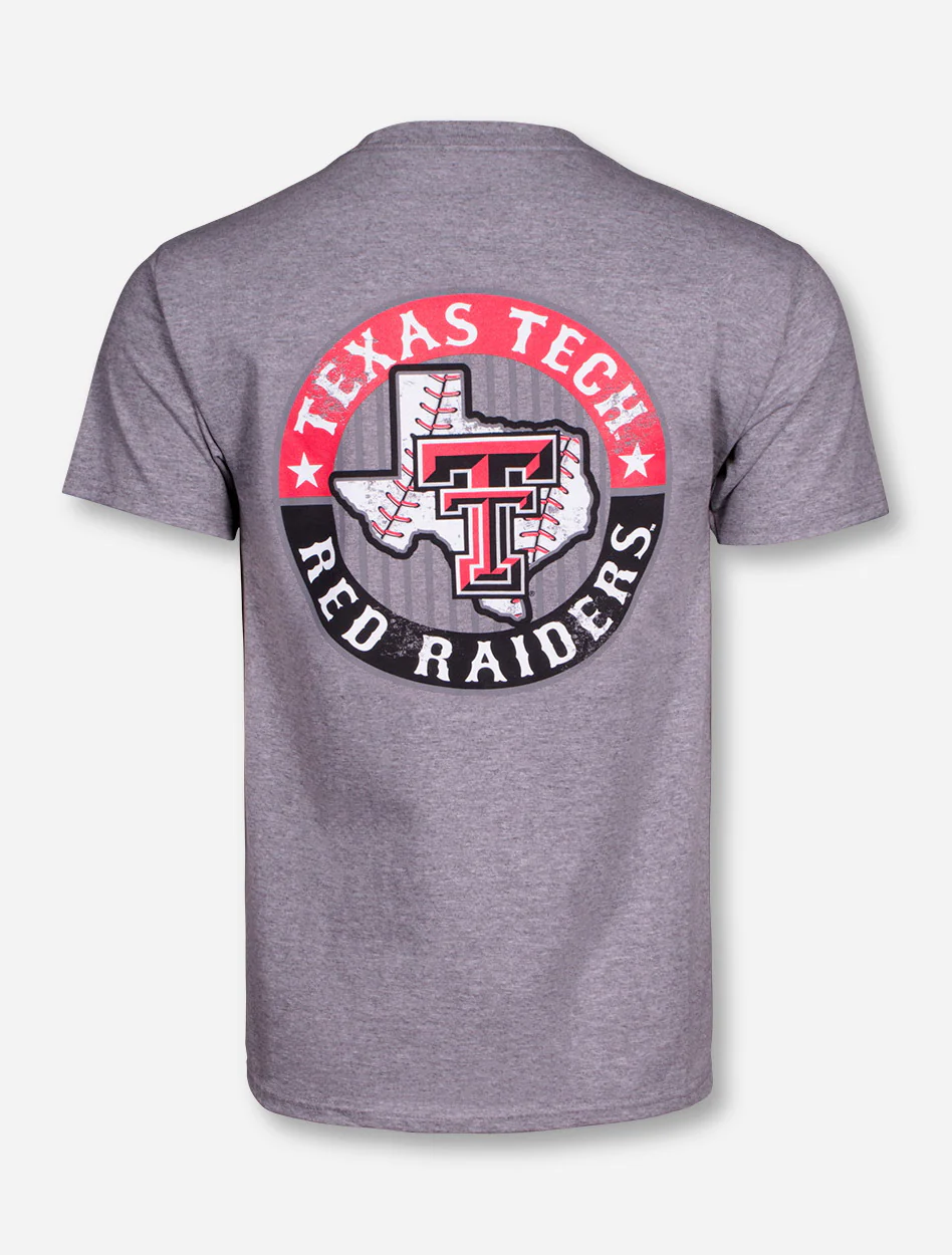 Texas Tech Baseball with Crossed Bats on Heather Grey T-Shirt - Image 3
