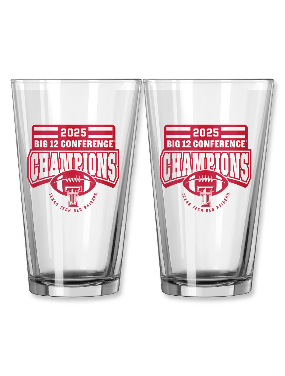 Texas tech Big 12 CHAMPS 16oz Pint Glasses - 2 Piece