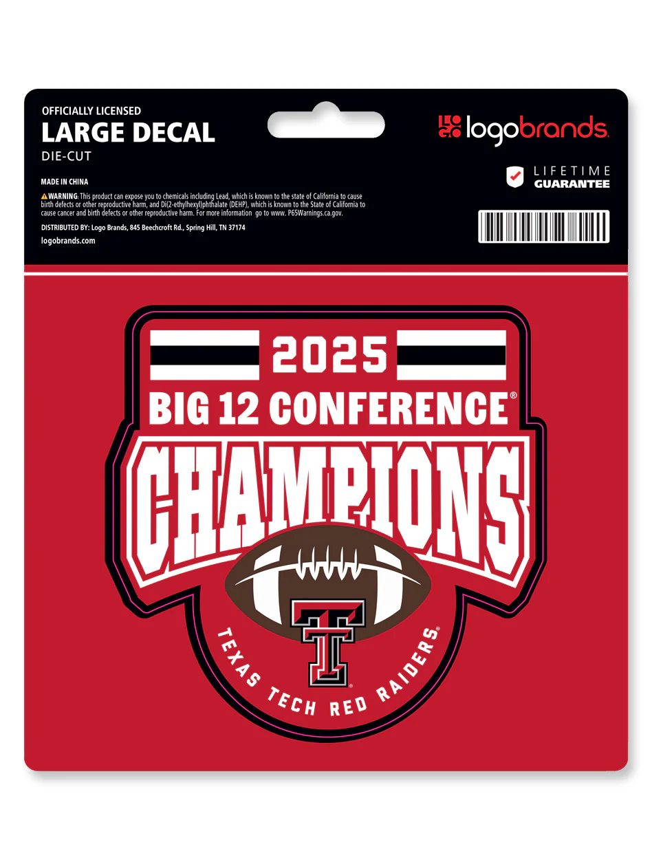 Texas Tech Big 12 CHAMPS Large Decal Sheet