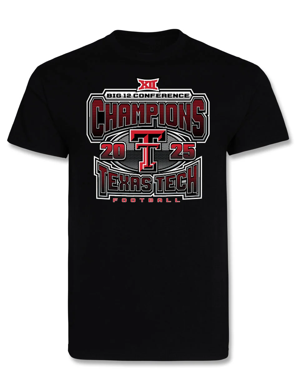 Texas Tech Big 12 CHAMPS - T-Shirt - Grid Iron - BLACK