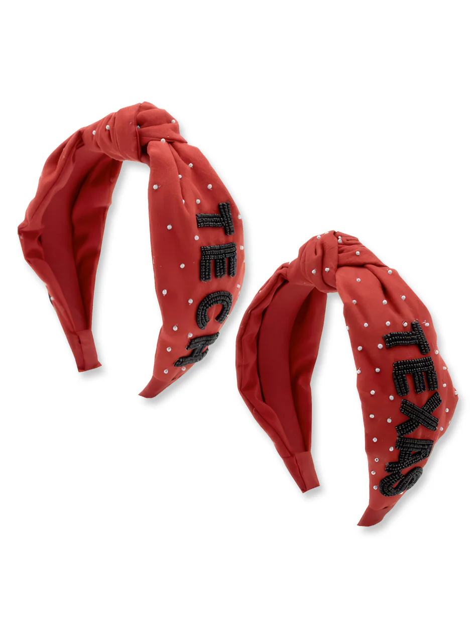 Texas Tech Capri Beaded Headband with Top Knot
