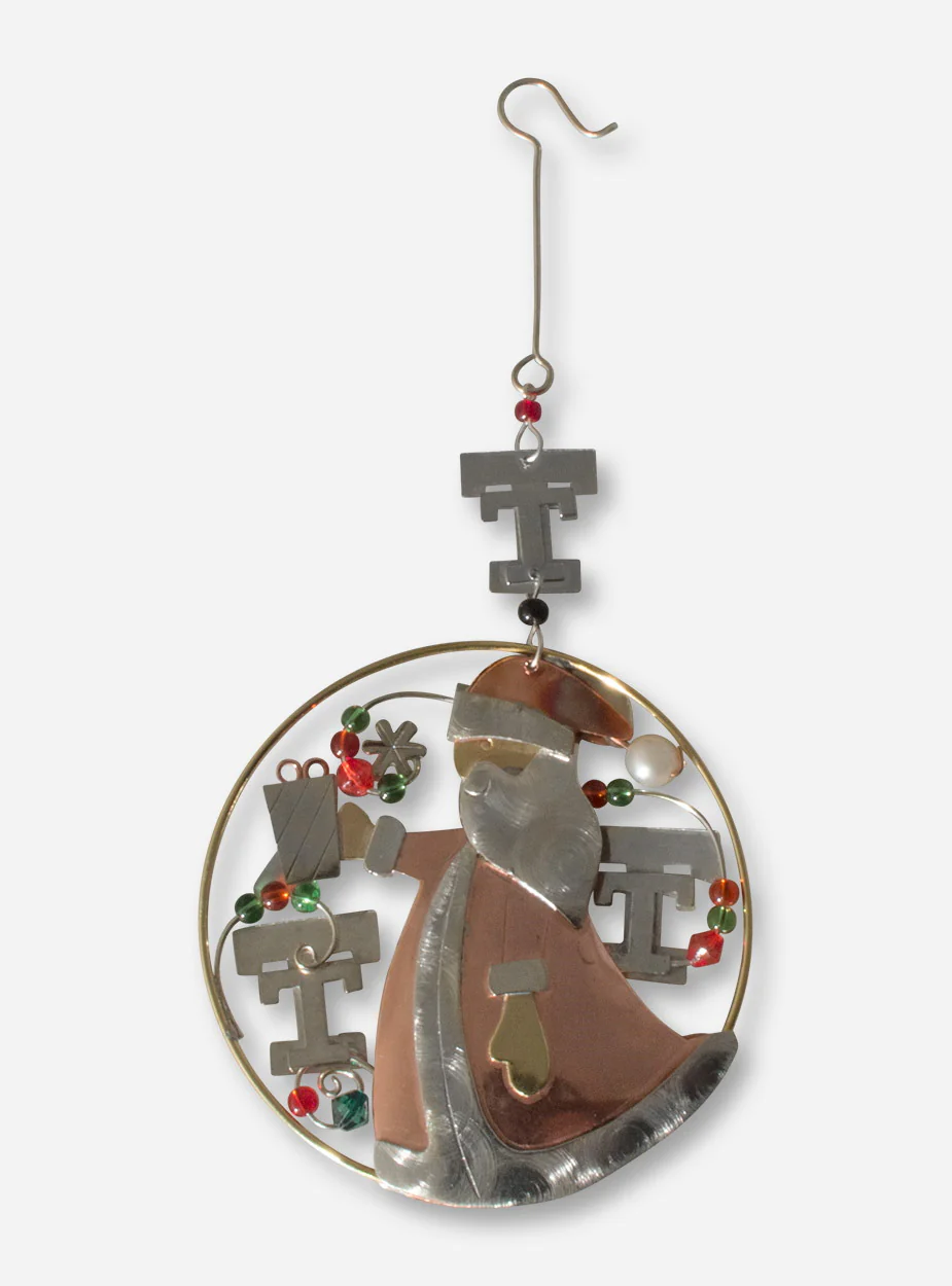 Texas Tech Copper Santa with Present Ornament - Image 2
