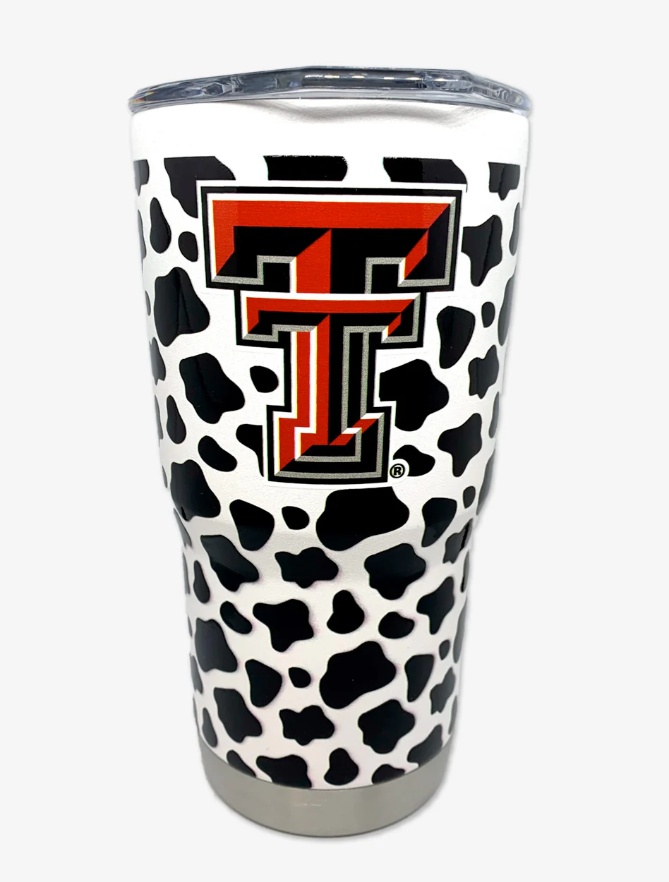 Texas Tech "Cow Print" 20oz Double Walled Travel Tumbler