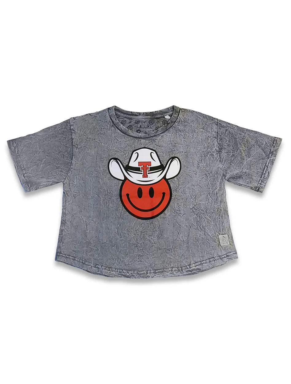 Texas Tech "Cowboy Up" MINERAL WASH Short Sleeve Crop Top