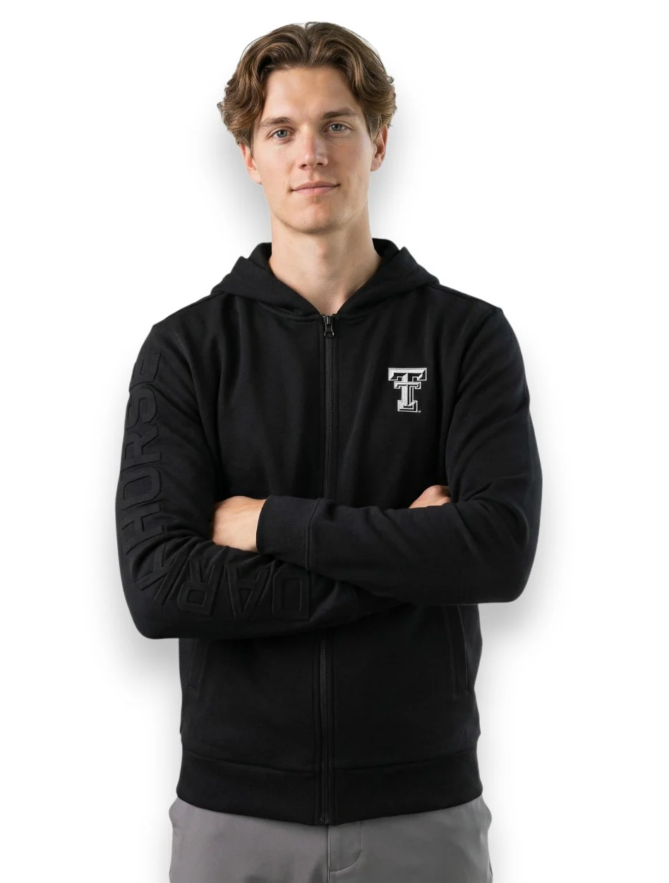 Texas Tech Dark Horse "Blacktop" Pro Full Zip Hoodie