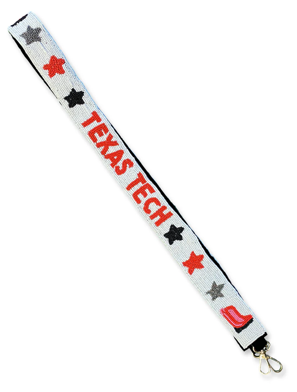 Texas Tech Dark Horse "Boots & Stars" White Beaded Purse Strap - Image 2
