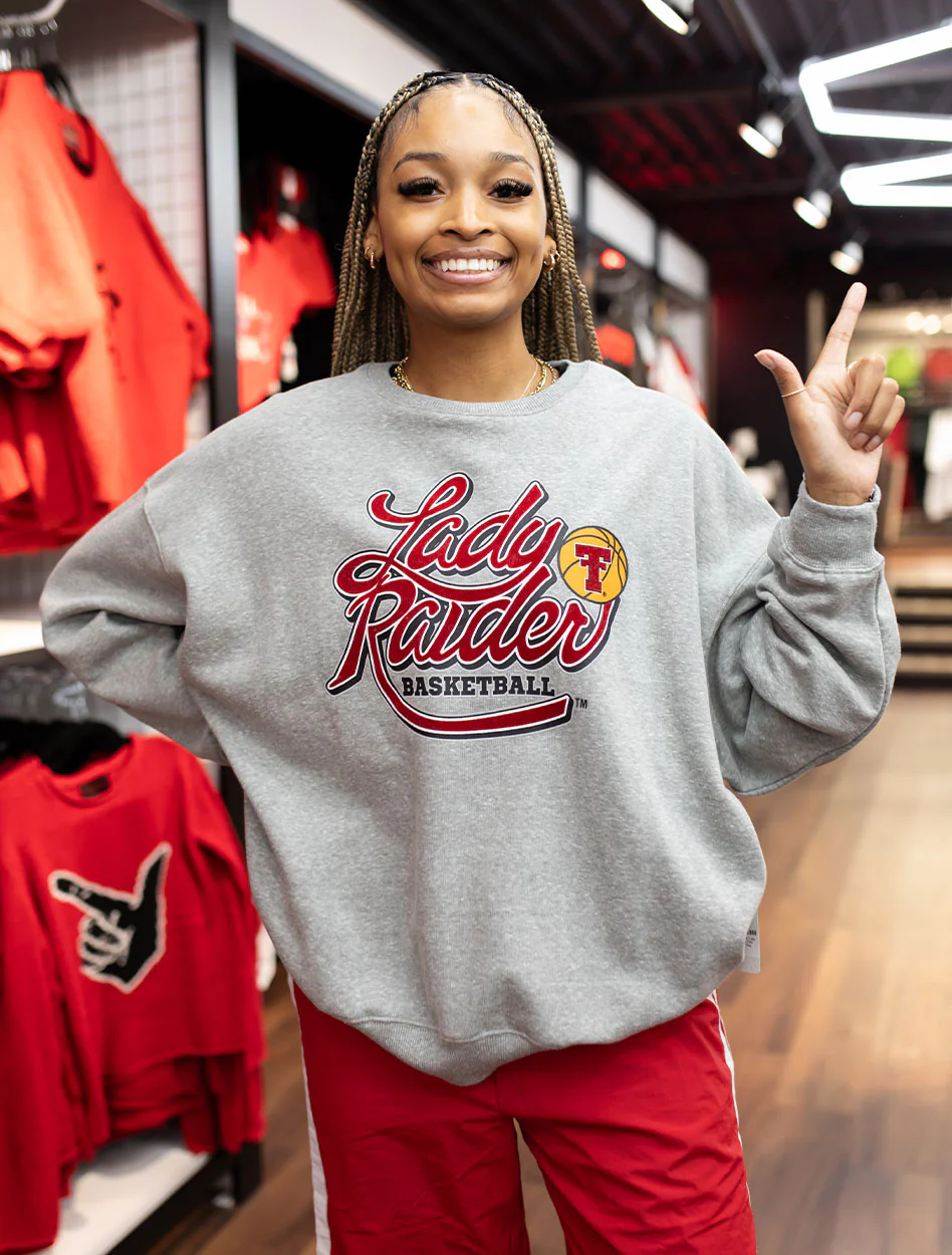 Texas Tech Dark Horse "Lady Raider Velvet" Grey Crew Sweatshirt