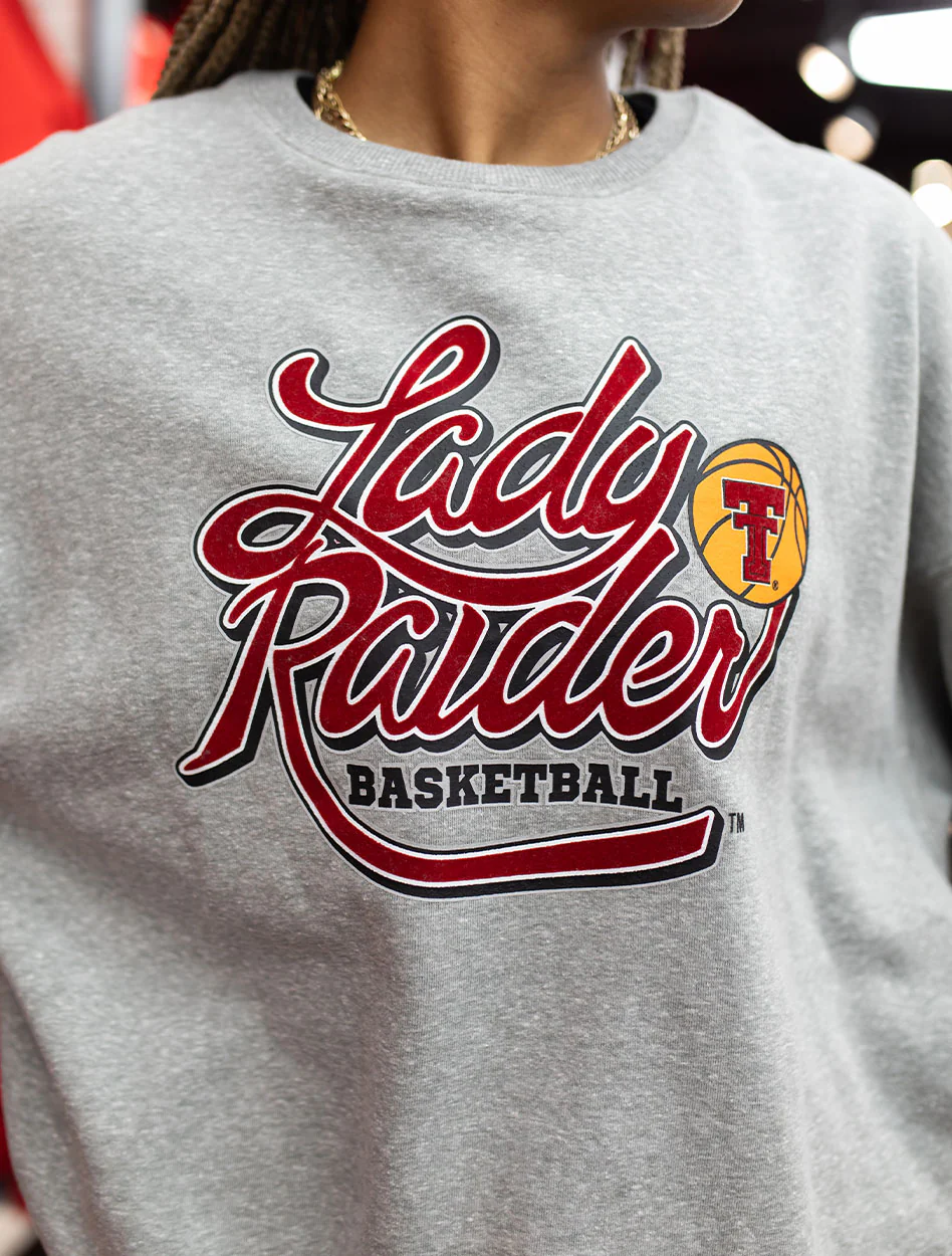 Texas Tech Dark Horse "Lady Raider Velvet" Grey Crew Sweatshirt - Image 2