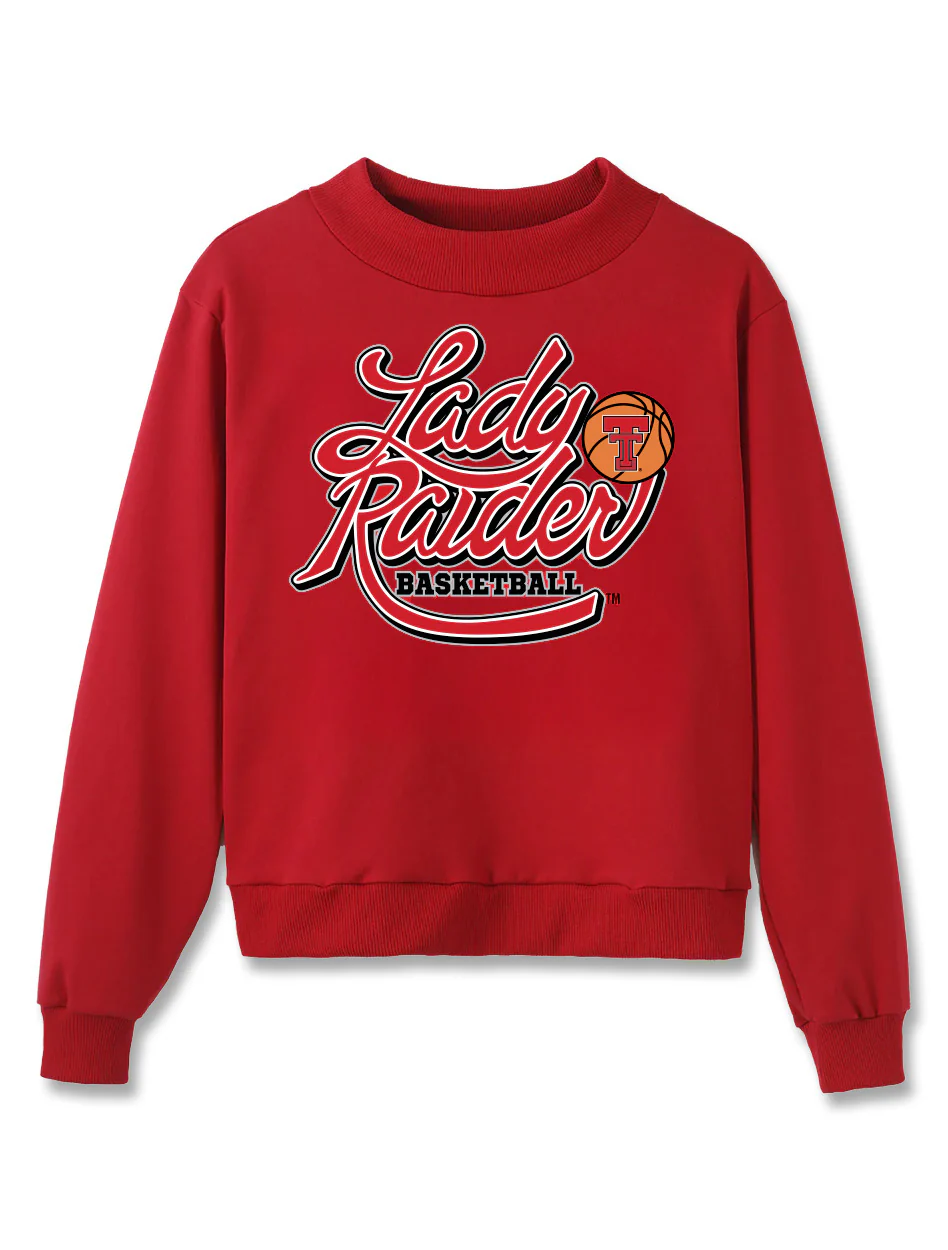Texas Tech Dark Horse Lady Raiders "Basketball Shadowed" Mock Neck Sweatshirt