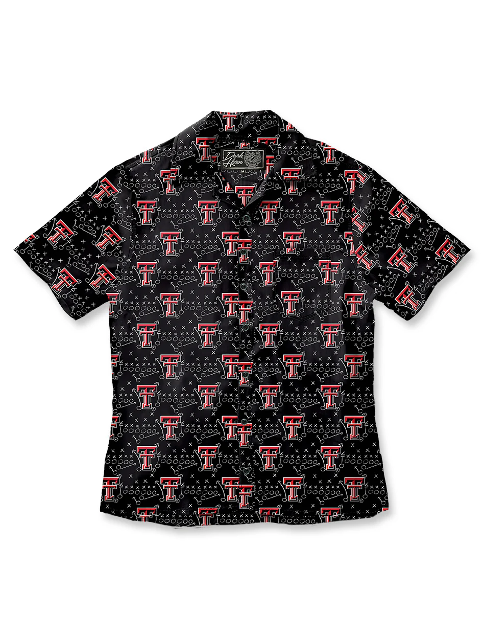 Texas Tech Dark Horse "Playbook" Premium Button Up Men's Camp Shirt