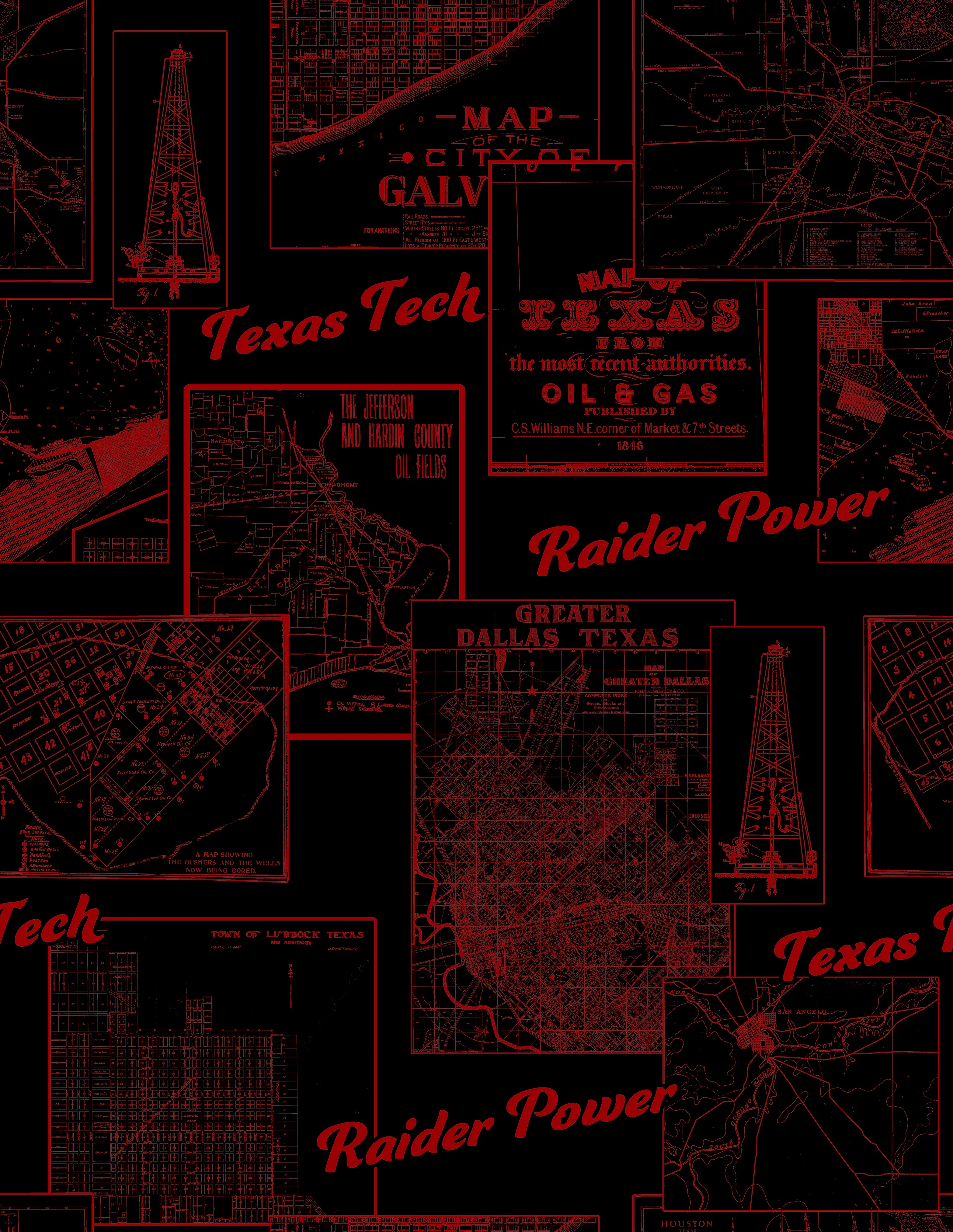 Texas Tech Dark Horse Raider Power "Monochrome Map" Premium Black Polo - Image 2