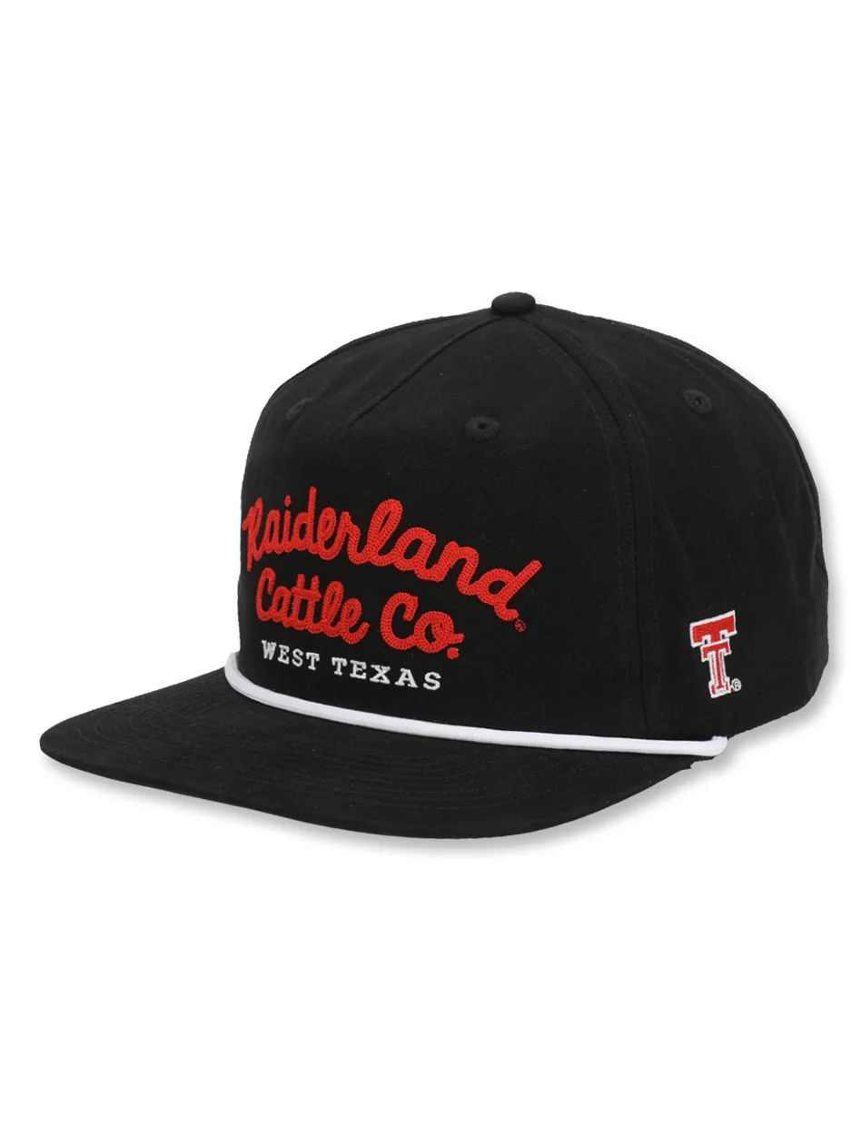 Texas Tech Dark Horse "Raiderland Cattle" Chain Black Snapback Cap