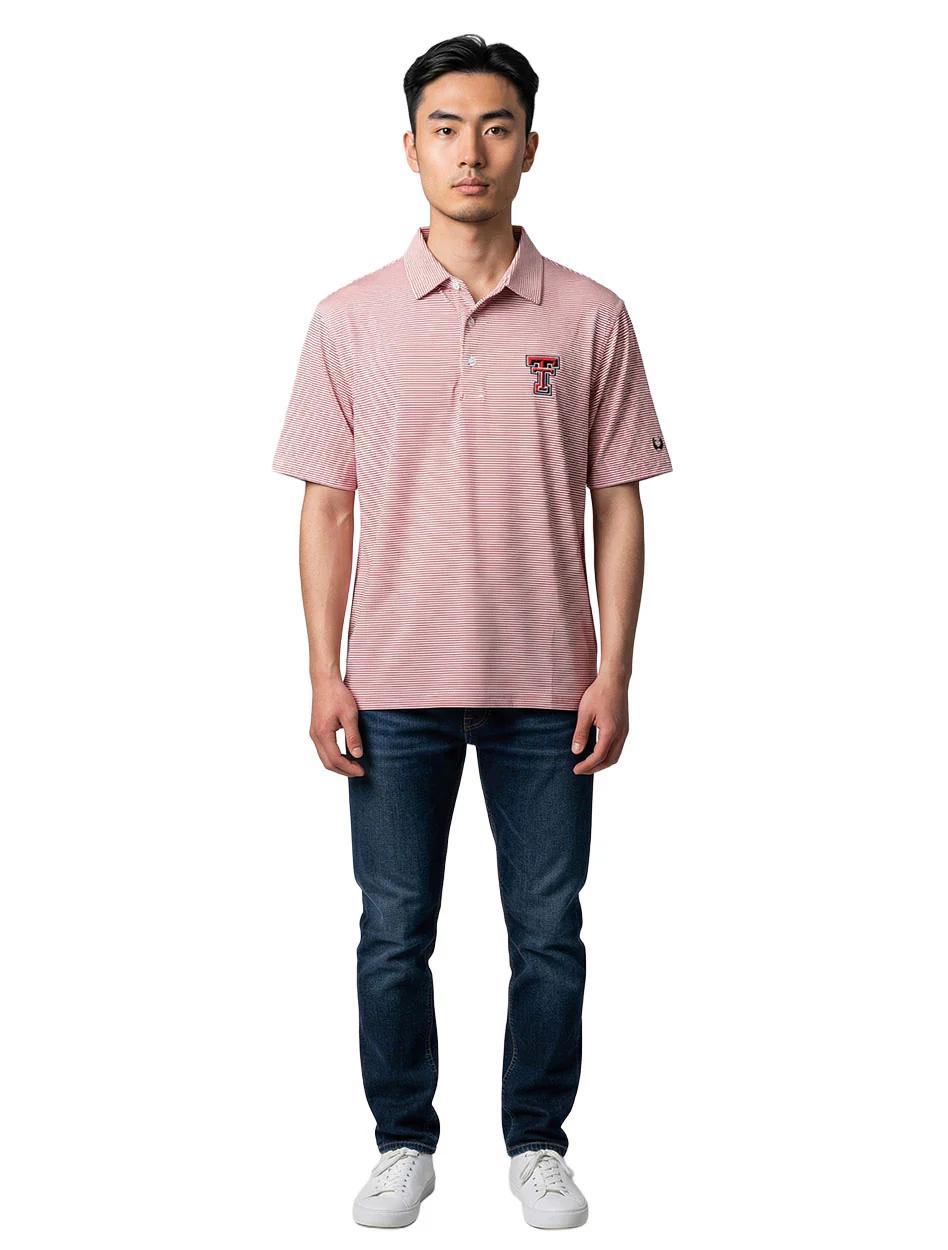 Texas Tech Dark Horse "Red Mini Stripe" Premium Men's Polo