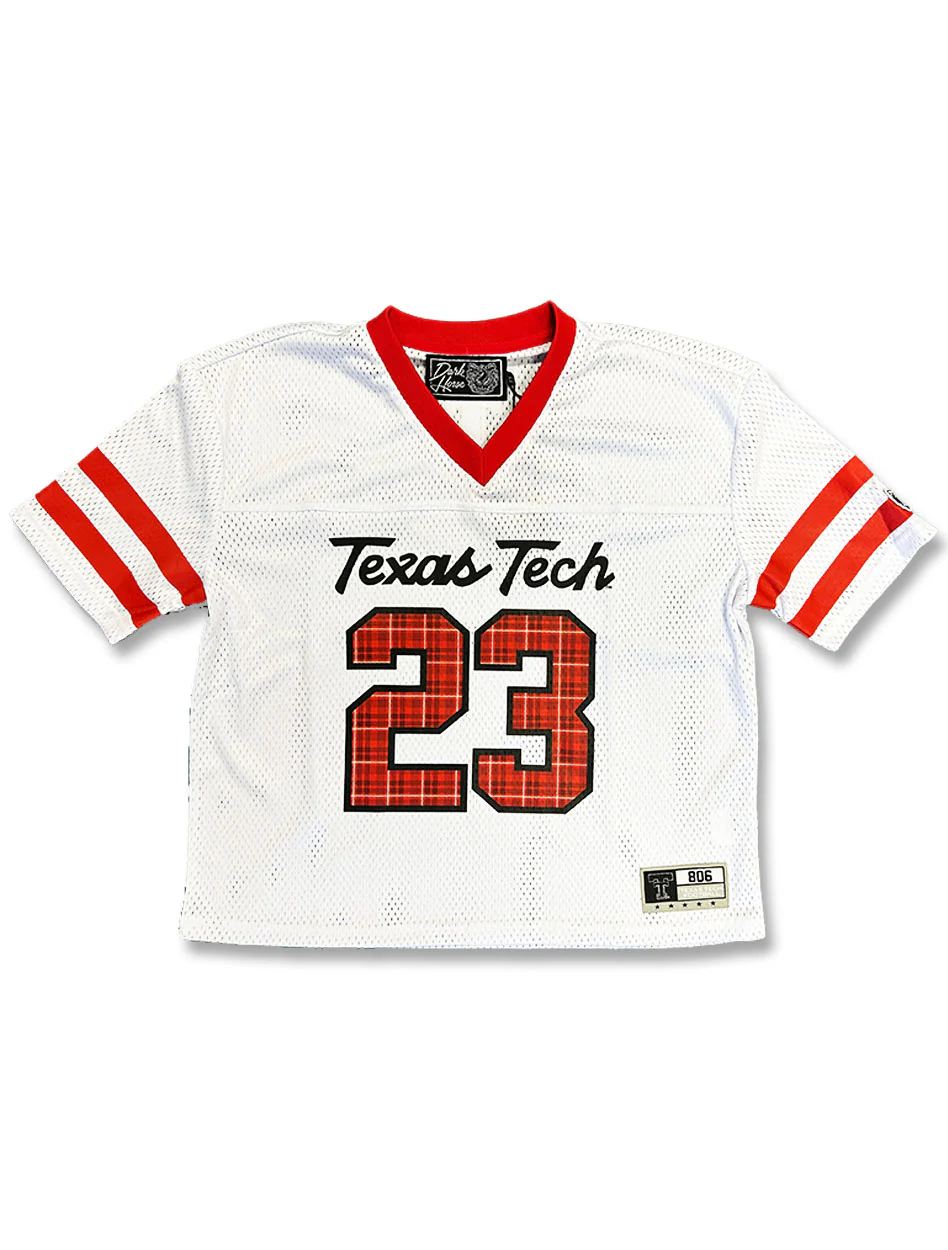 Texas Tech Dark Horse "Star Script" Plaid Mesh Jersey Crop