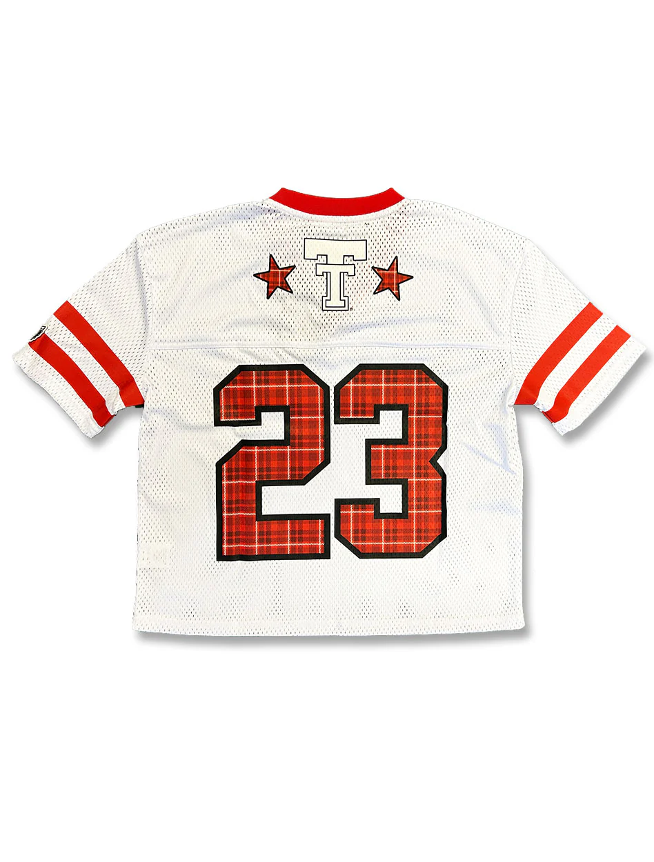 Texas Tech Dark Horse "Star Script" Plaid Mesh Jersey Crop - Image 2