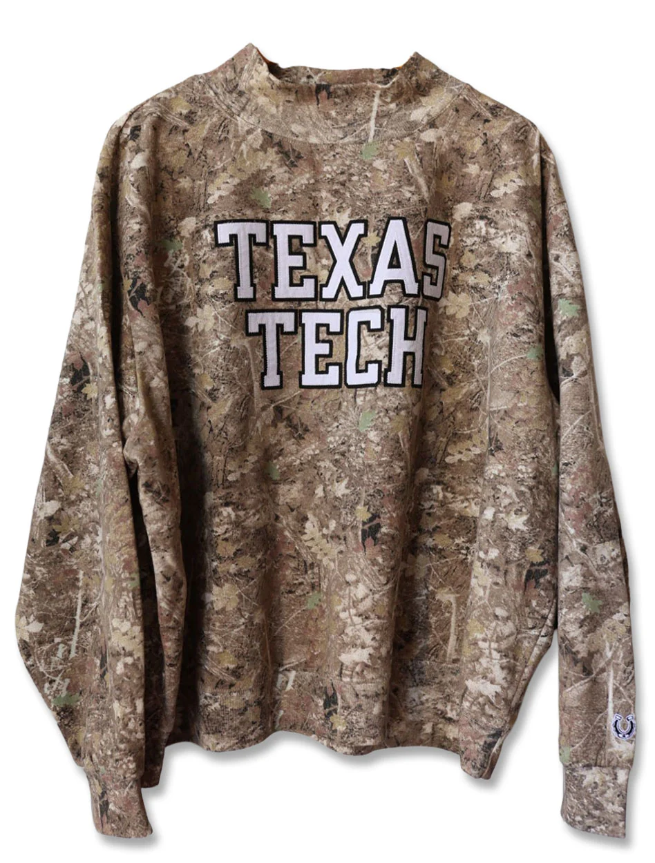 Texas Tech Dark Horse "Tech Stack" Washed Camo Mock Neck Sweatshirt - Image 2