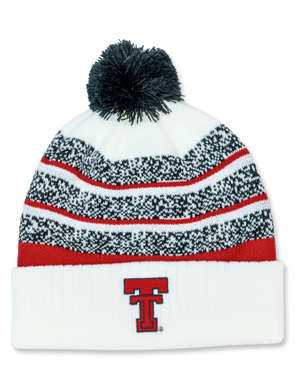 Texas Tech Dark Horse "Throwback Fade" White Pom Beanie
