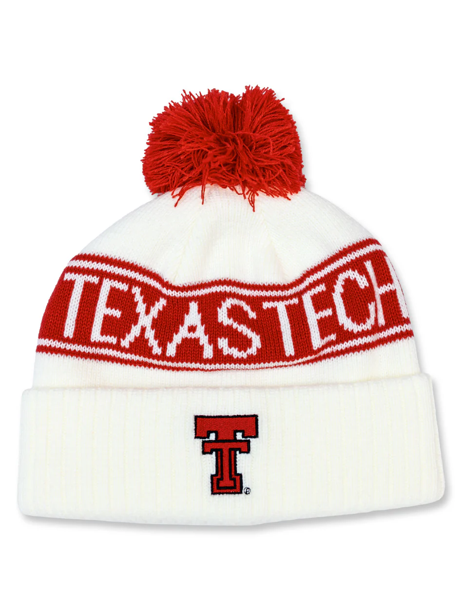 Texas Tech Dark Horse "Winter Haven" Pom White Beanie