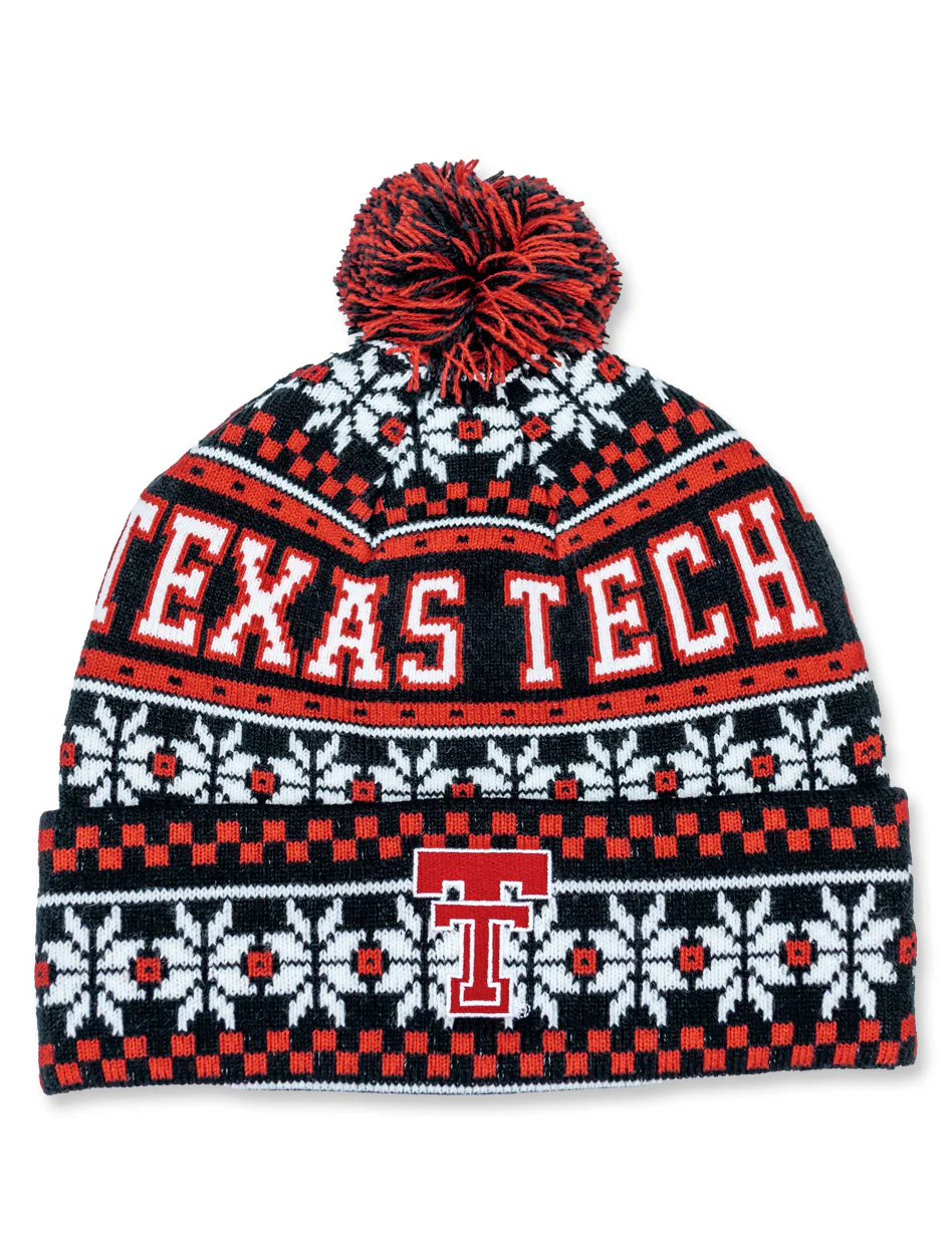 Texas Tech Dark Horse "Wonderland" Pom Black Beanie