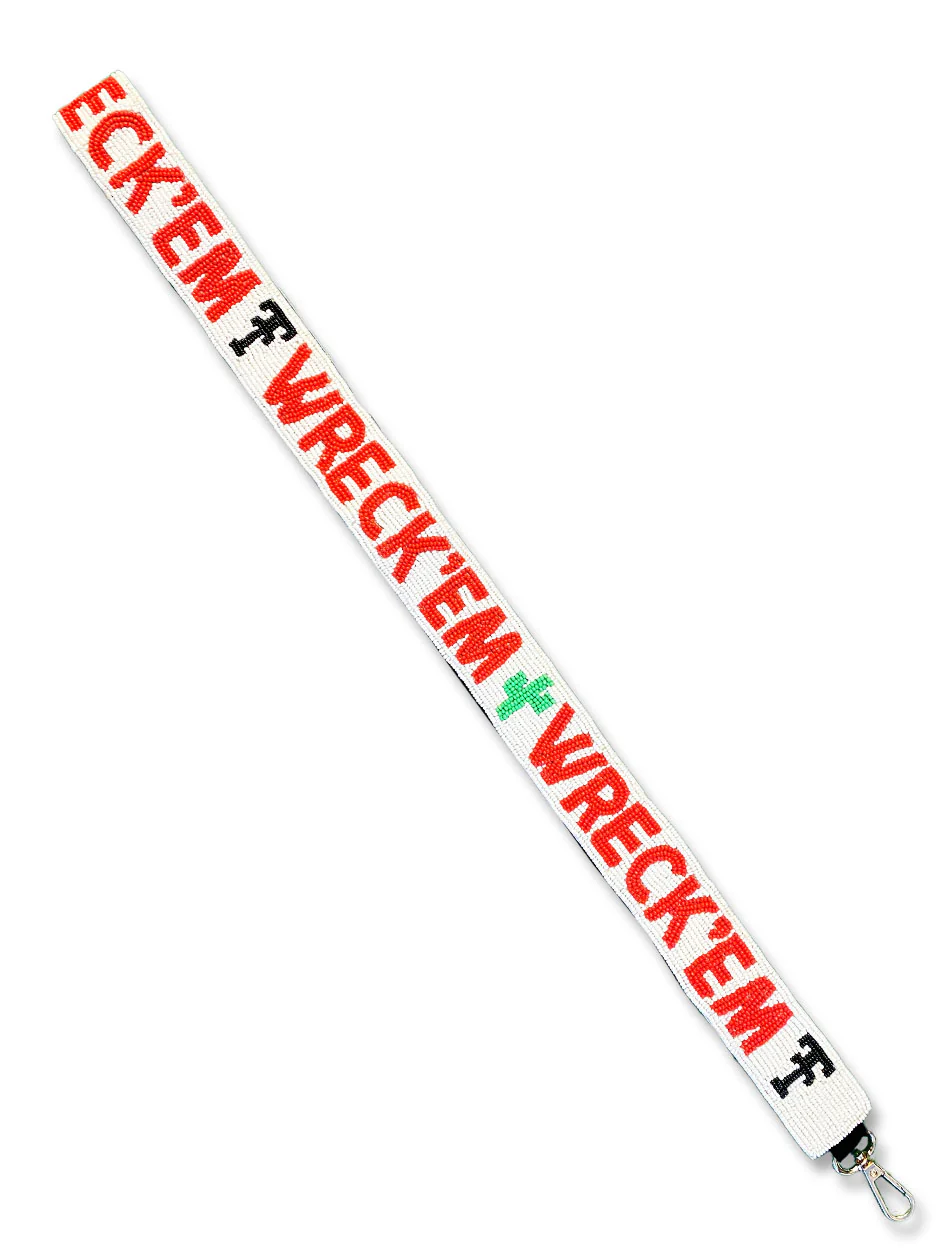 Texas Tech Dark Horse "Wreck'Em Cactus" White Beaded Purse Strap - Image 2
