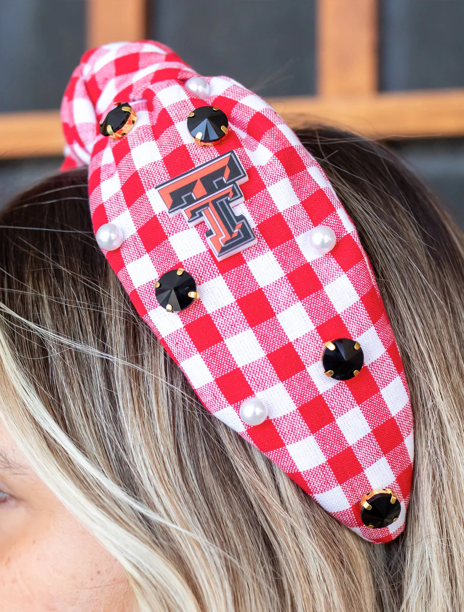 Texas Tech Double T "Buffalo Check" Knot Headband - Image 2