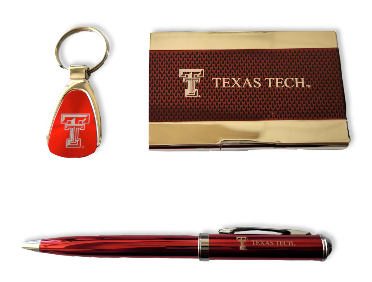 Texas Tech Double T Carbon Fiber 3 Piece Pen Set