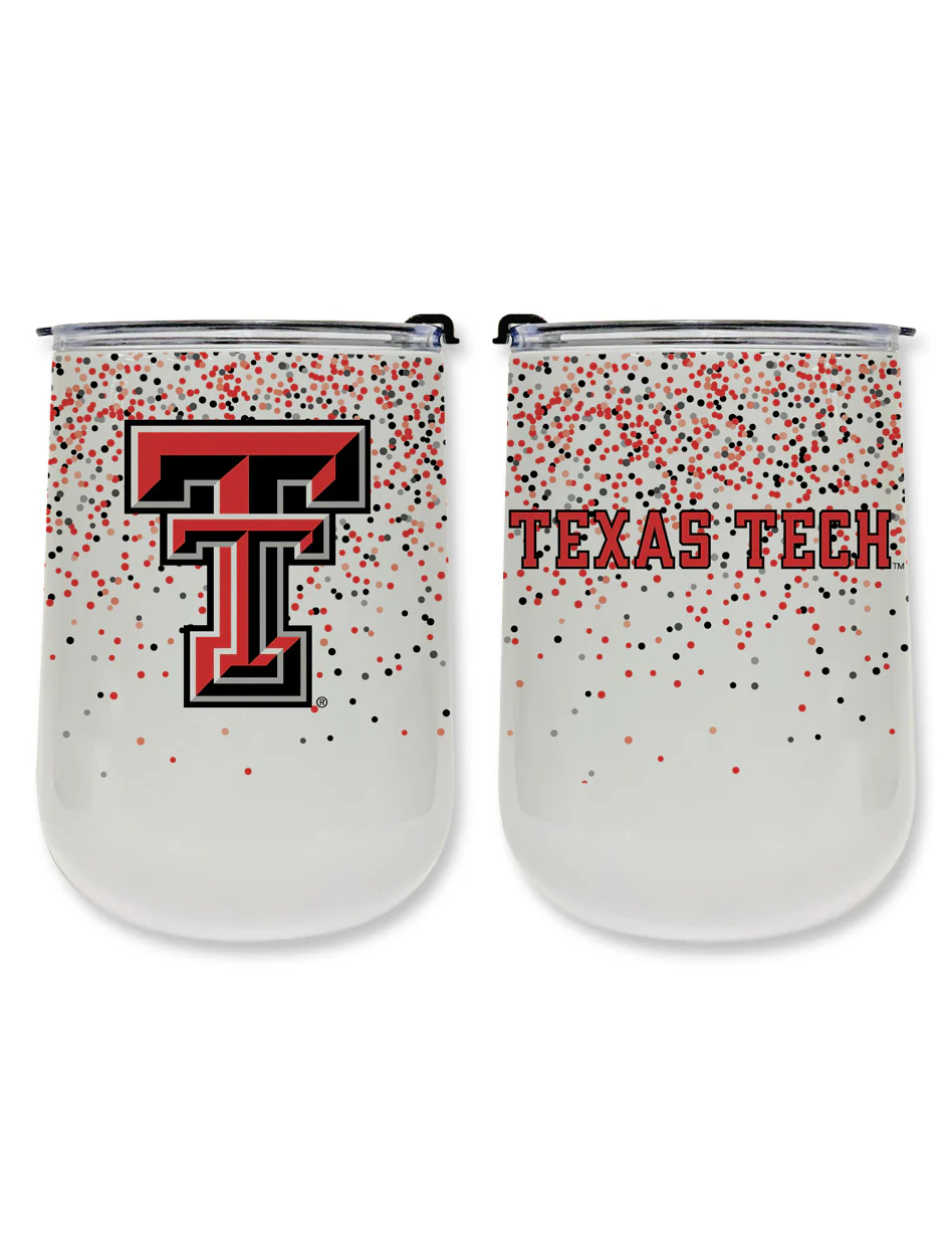 Texas Tech Double T "Confetti" 18oz Double Walled Stemless Wine Glass