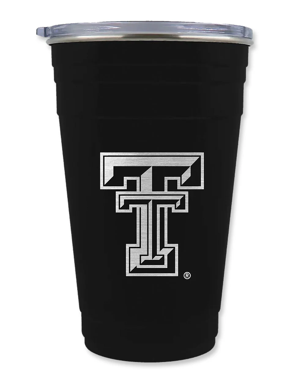 Texas Tech Double T Double Walled Metal "Solo Cup" with Lid