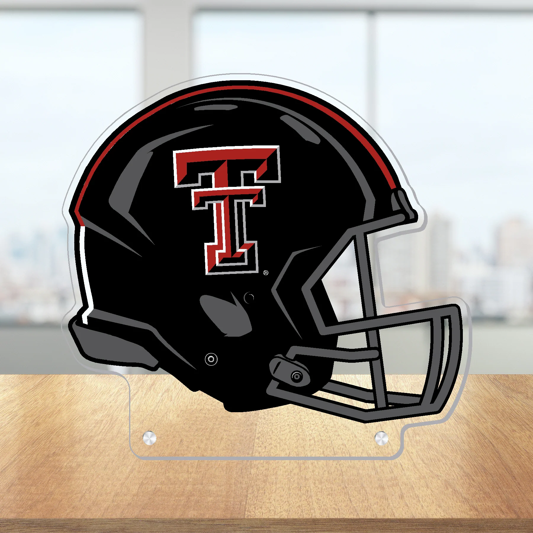 Texas Tech Double T Football Helmet 9.5" Acrylic Standee - Image 2