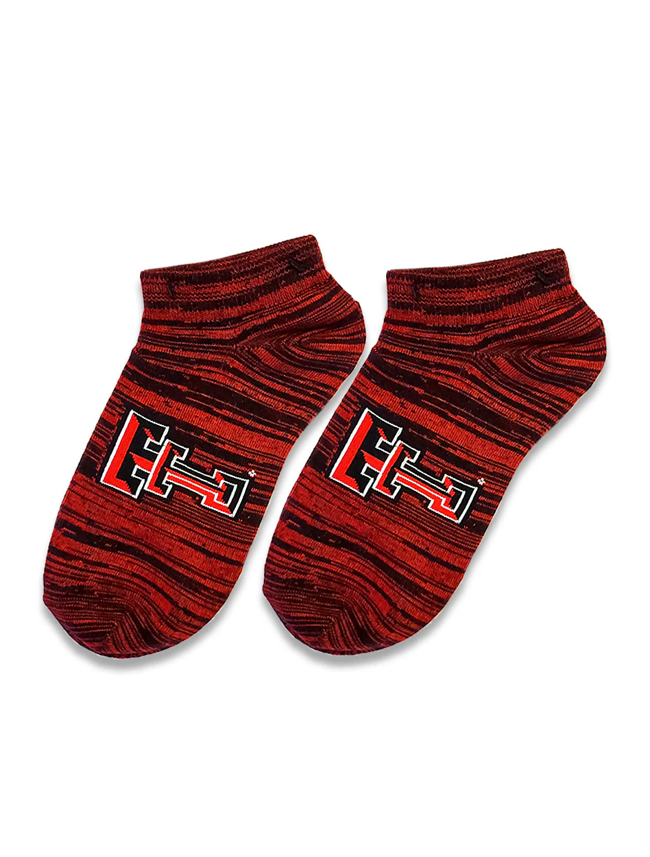 Texas Tech Double T Frame Stripes Ankle Socks