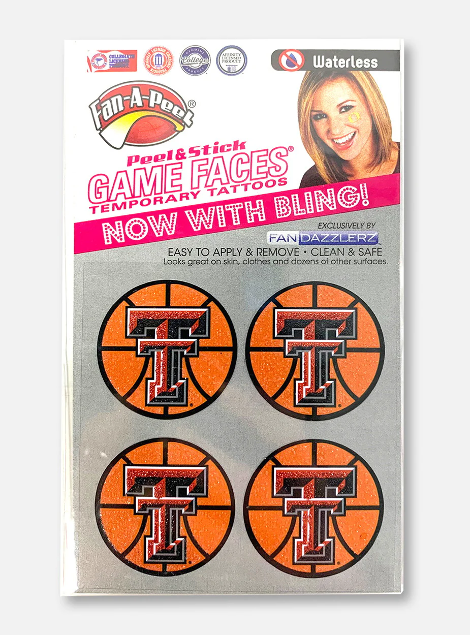 Texas Tech Double T Glitter Basketball Body Sticker