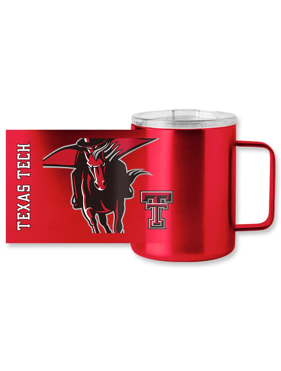 Texas Tech Double T Masked Rider Steel Travel Mug with Handle