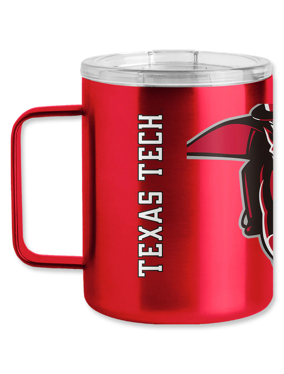 Texas Tech Double T Masked Rider Steel Travel Mug with Handle - Image 2