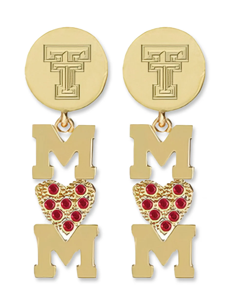 Texas Tech Double T "Mom" Dangle Earrings