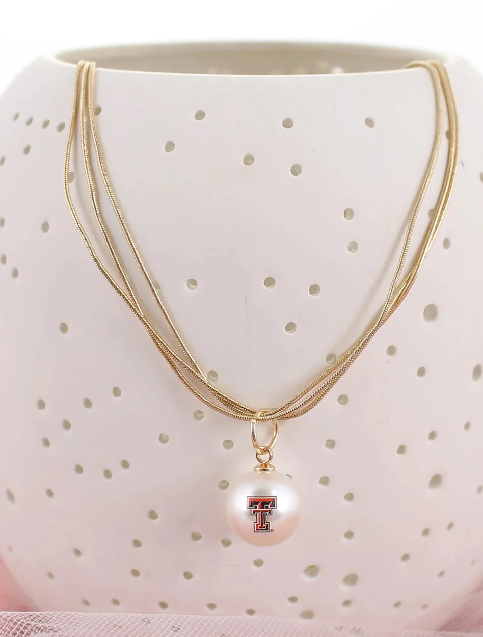 Texas Tech Double T Pearl 3-Strand 18" Necklace