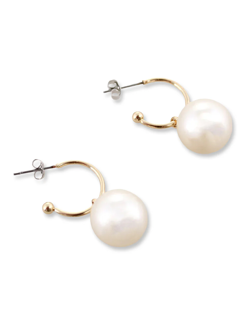 Texas Tech Double T Pearl Hoop Earrings - Image 2