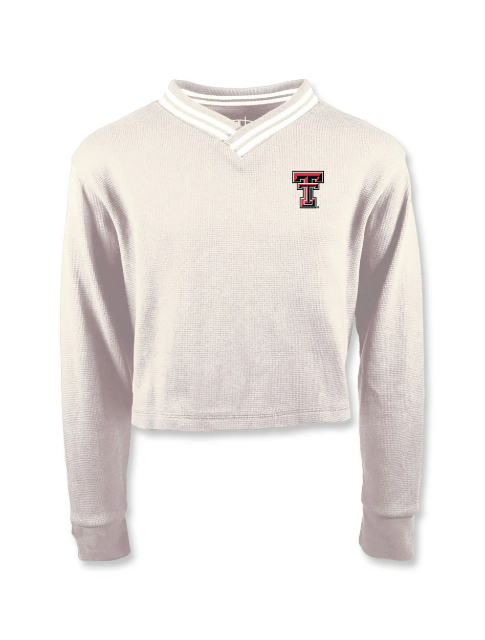 Texas Tech Double T "Riley" Youth Raw Edge Crop Long Sleeve