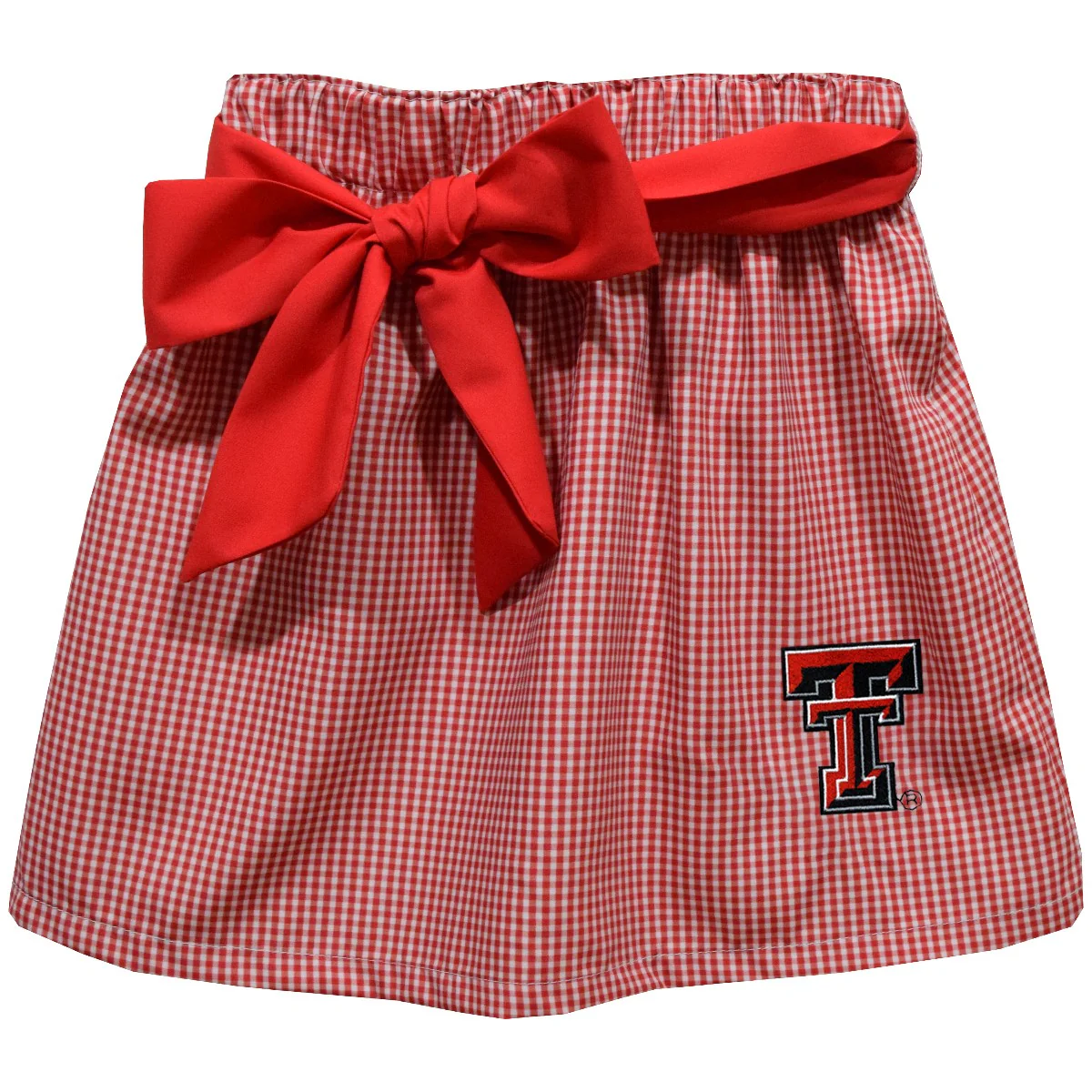 Texas Tech Double T "Sophie" Toddler Gingham Skirt with Bow