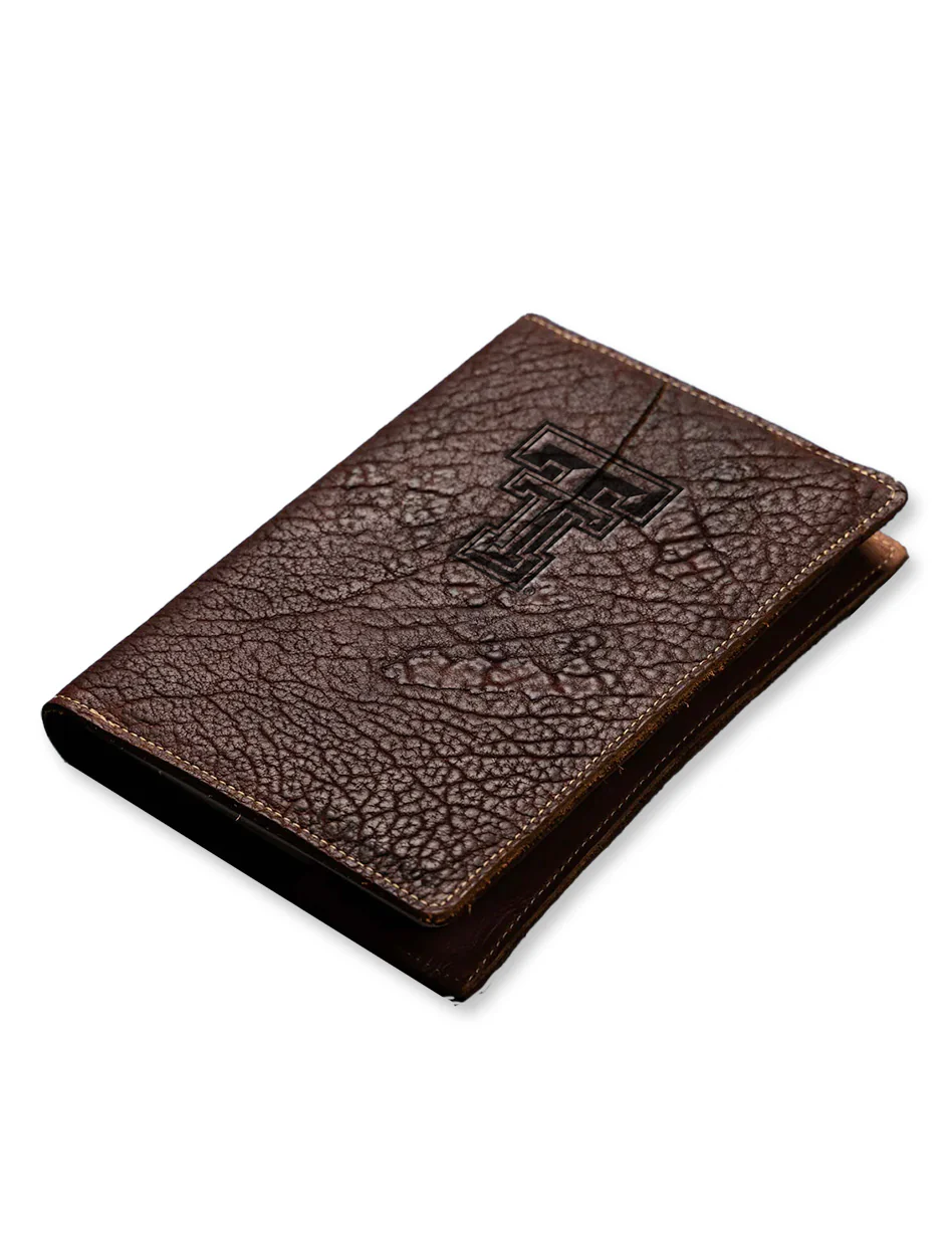 Texas Tech Holtz Double T " The Scholar-Bison" Leather Journal with Shrunken Bison Leather Cover The Scholar