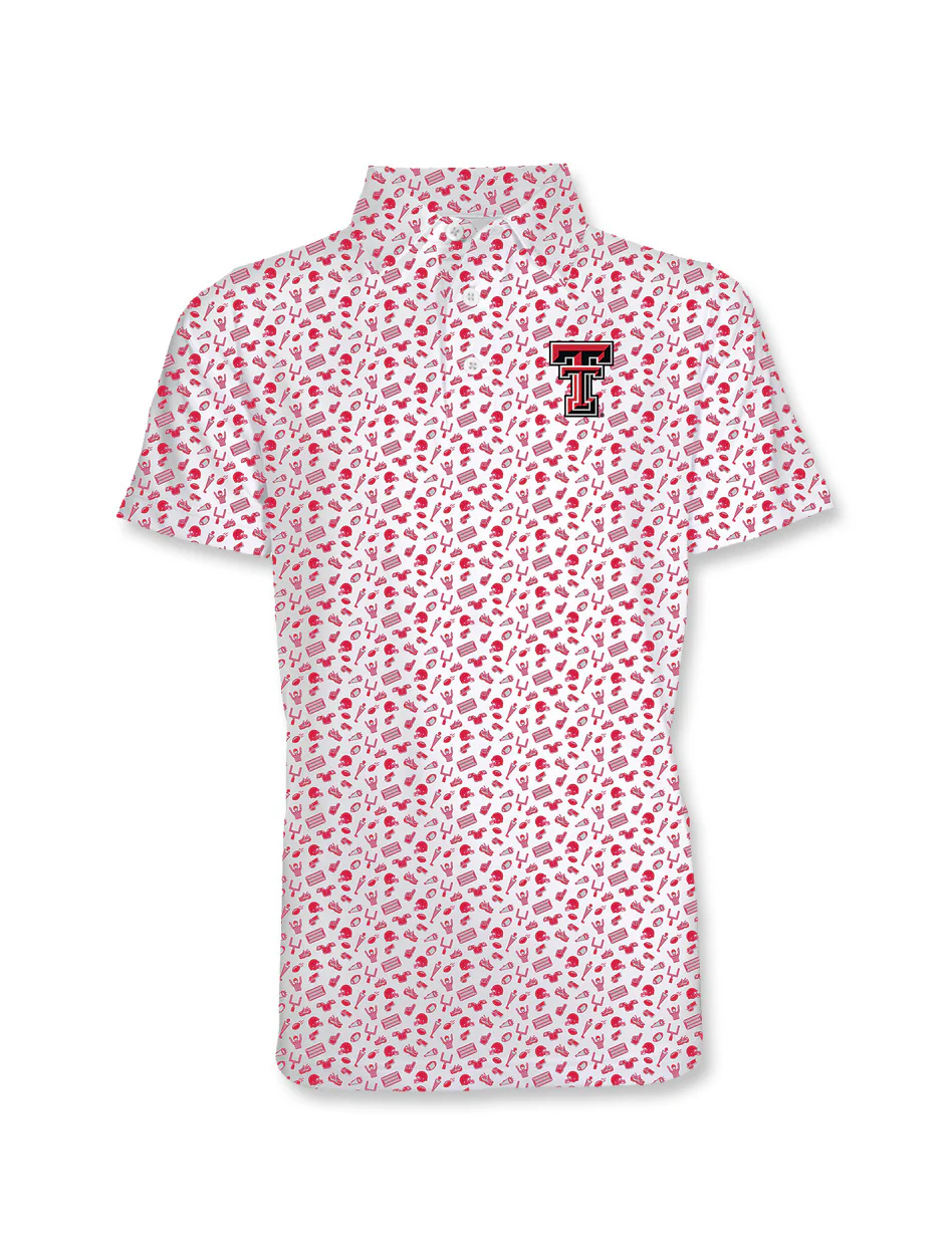 Texas Tech Double T "Tom" YOUTH Football Icon Polo