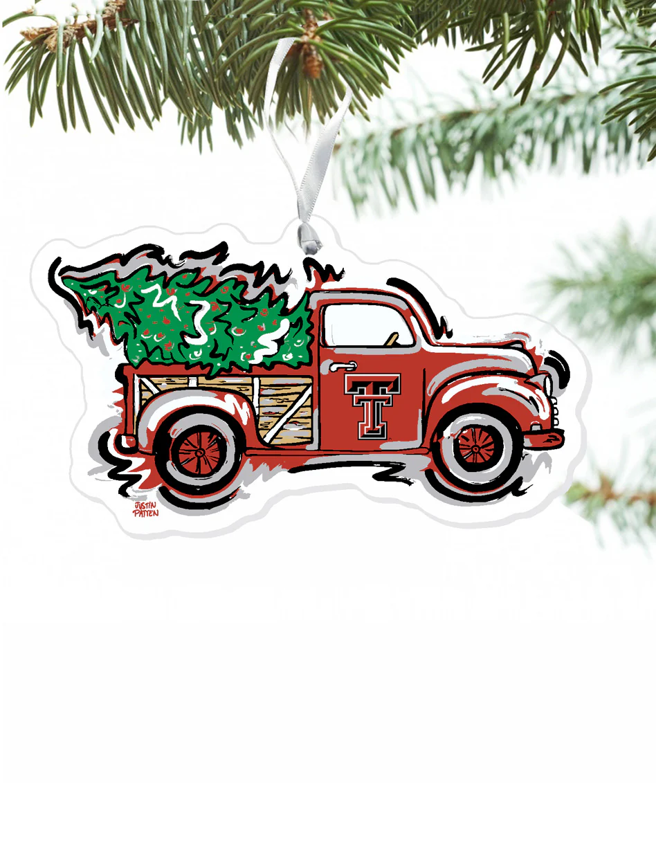 Texas Tech Double T "Truck with Christmas Tree" Ornament