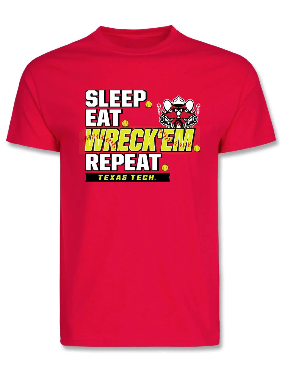 Texas Tech "Eat, Sleep, Repeat" Softball Short Sleeve T-Shirt