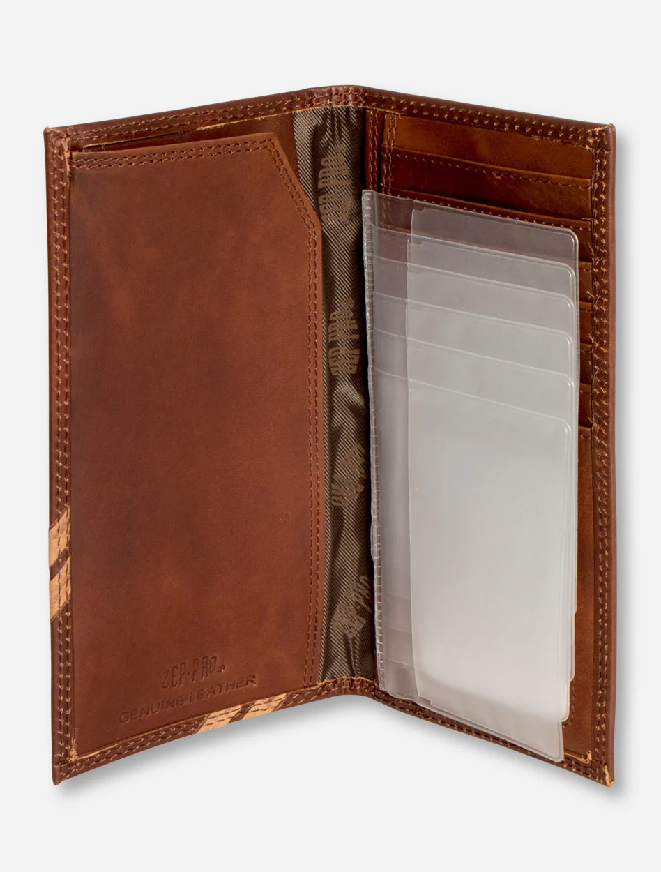 Texas Tech Embossed Double T on Tall Brown Leather Wallet - Image 4