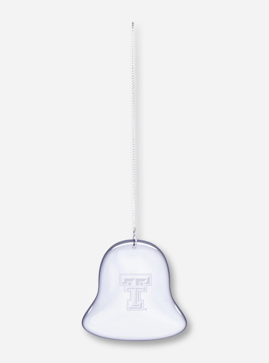 Texas Tech Etched Double T Crystal Bell Christmas Ornament