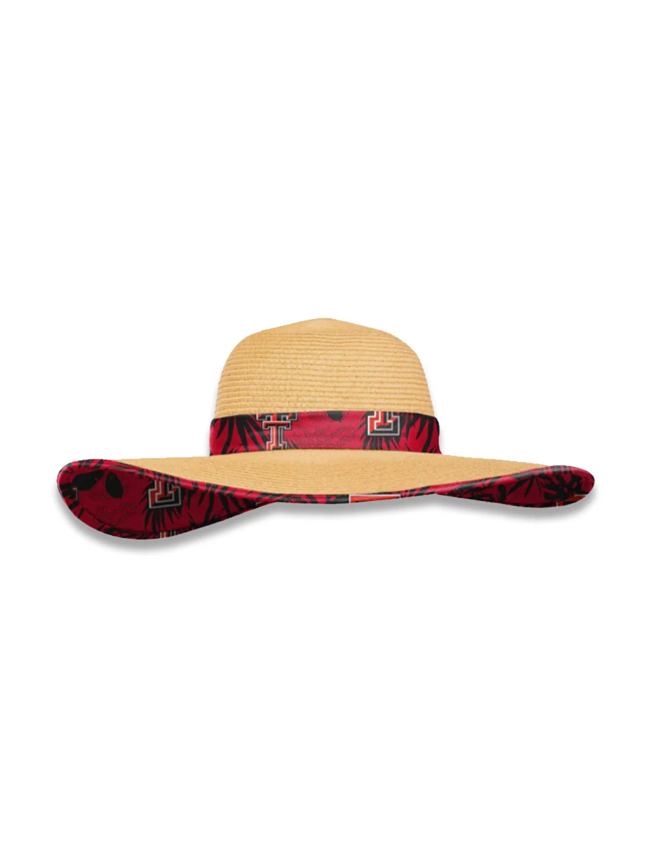 Texas Tech "Floral Band" Floppy Women's Straw Sun Hat