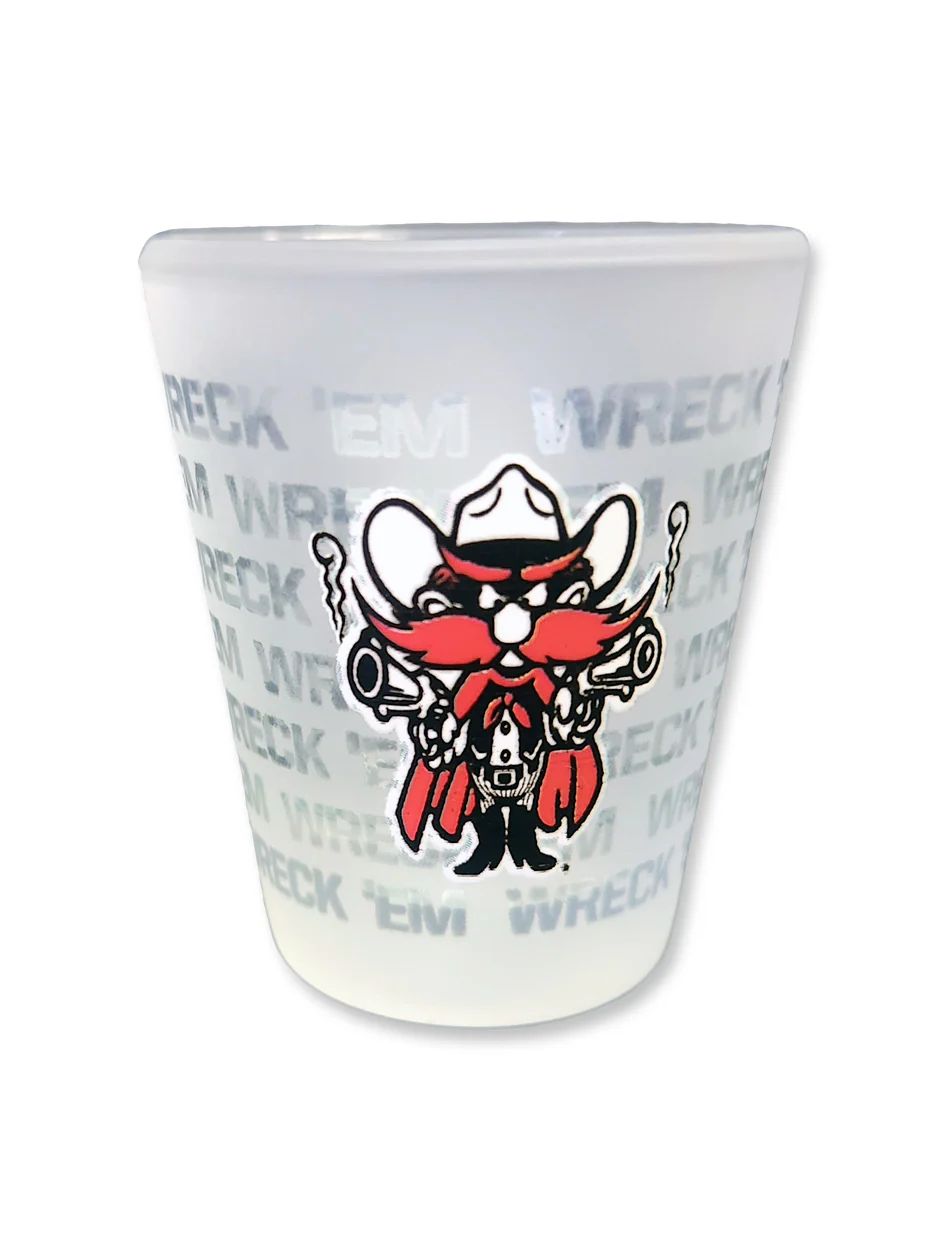 Texas Tech Frosted "Wreck'em Raider Red" Shot Glass - Image 2