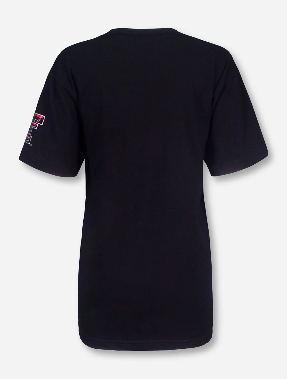 Texas Tech Glitter Football Font V-Neck T-Shirt - Image 2