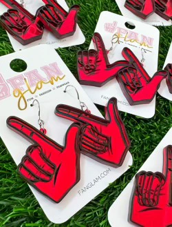 Texas Tech Guns Up Hand Acrylic Dangle Earrings