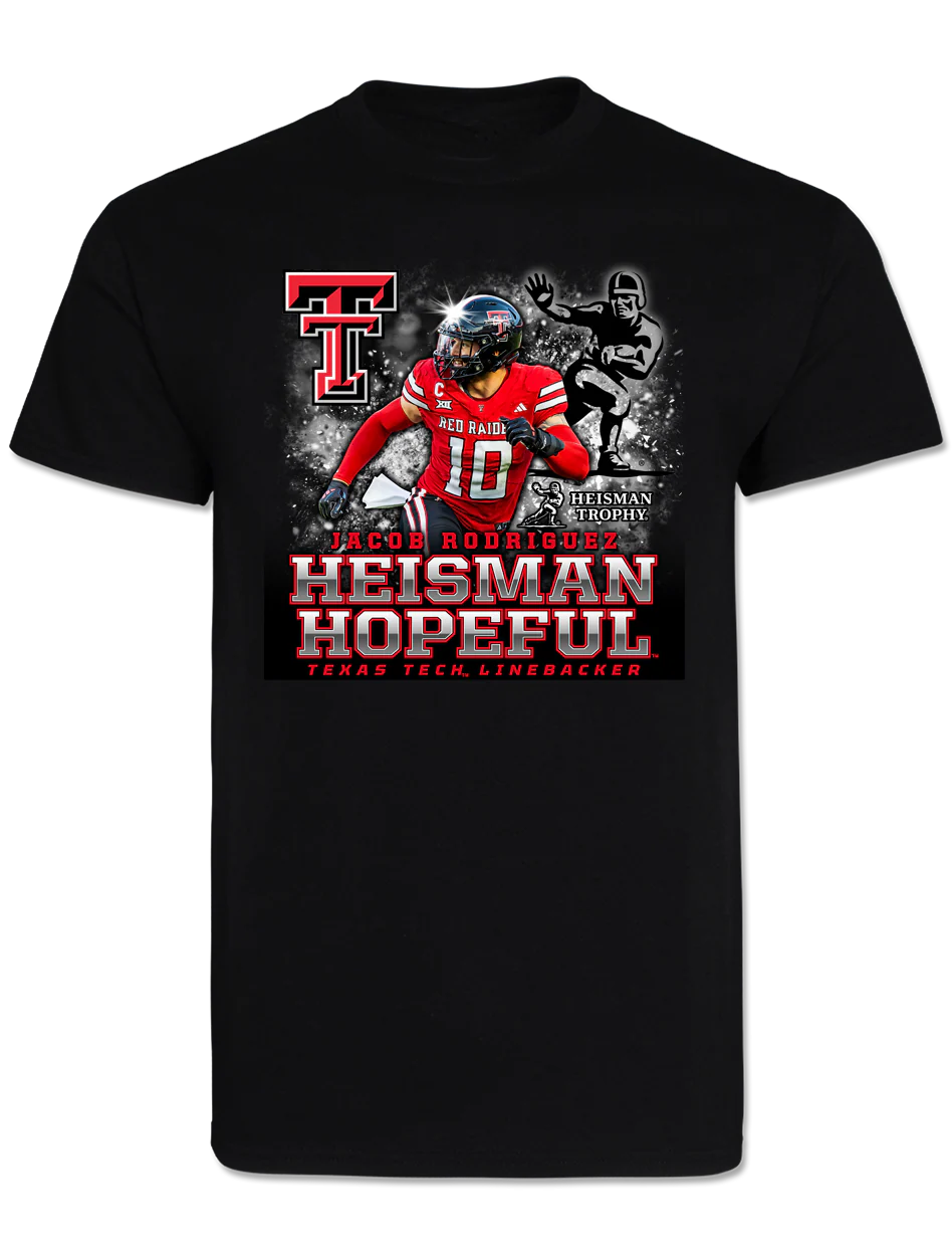 Texas Tech Jacob Rodriguez "Heisman Logos" Black T-Shirt
